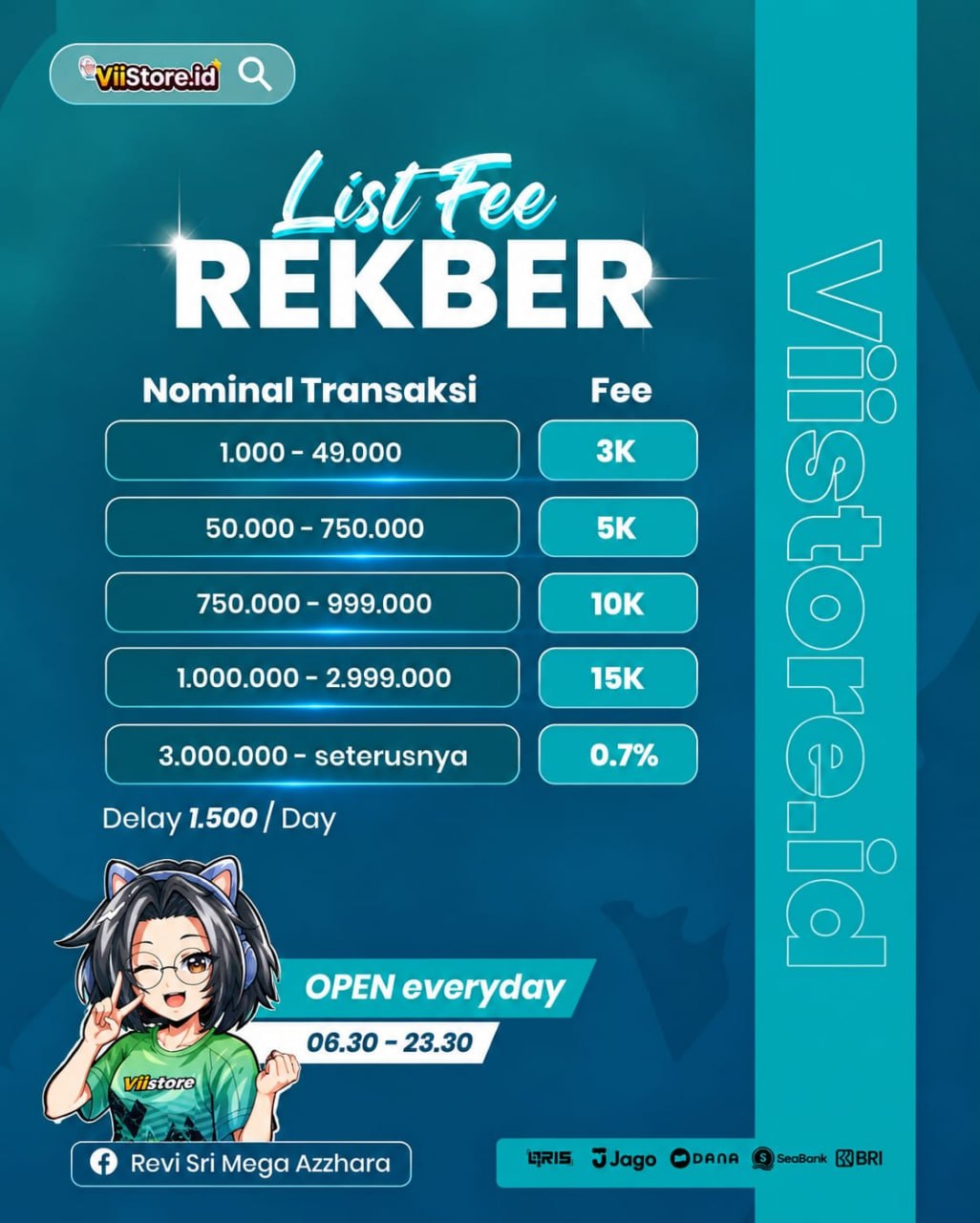 List fee rekber Revi Rekber